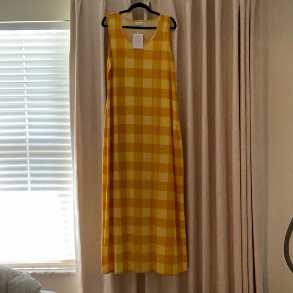 NWT LULAROE  Yellow Checkered Sleeveless  Maxi Dress